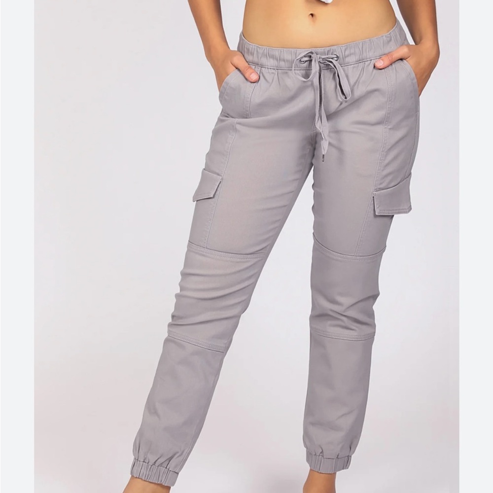 Rewash Cargo Gray Jogger Pants Drawstring Pockets Military Grocers Utility Sz XS